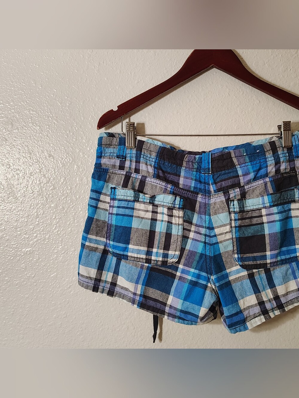 Blue Plaid 100% Cotton Shorts - Picture 5 of 8